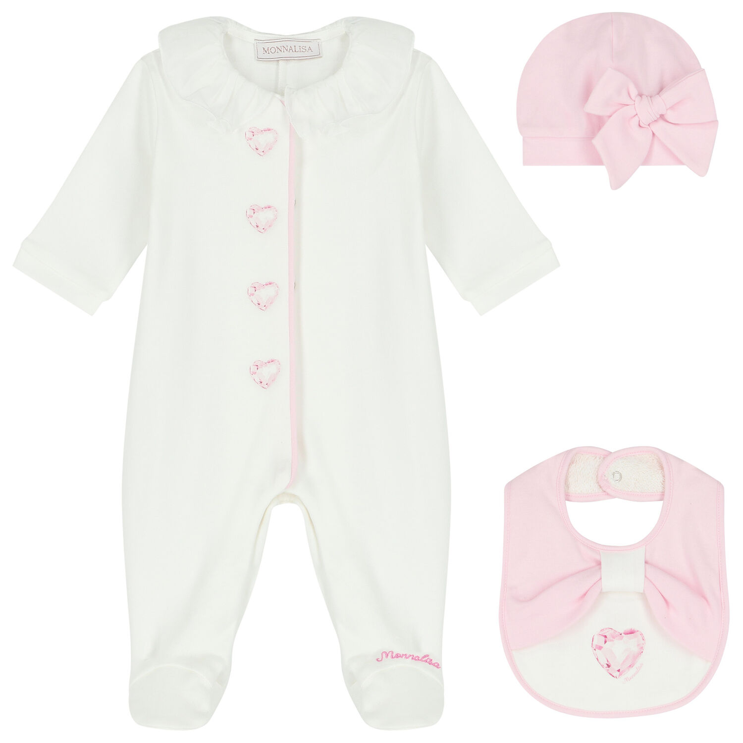 Baby Girls Ivory & Pink Babygrow Gift Set, 1, hi-res